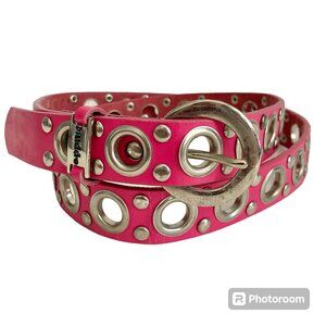 Fuchsia Pink MUDD Grommet Leather Womens Belt Size M/L 34-39" Barbie Core